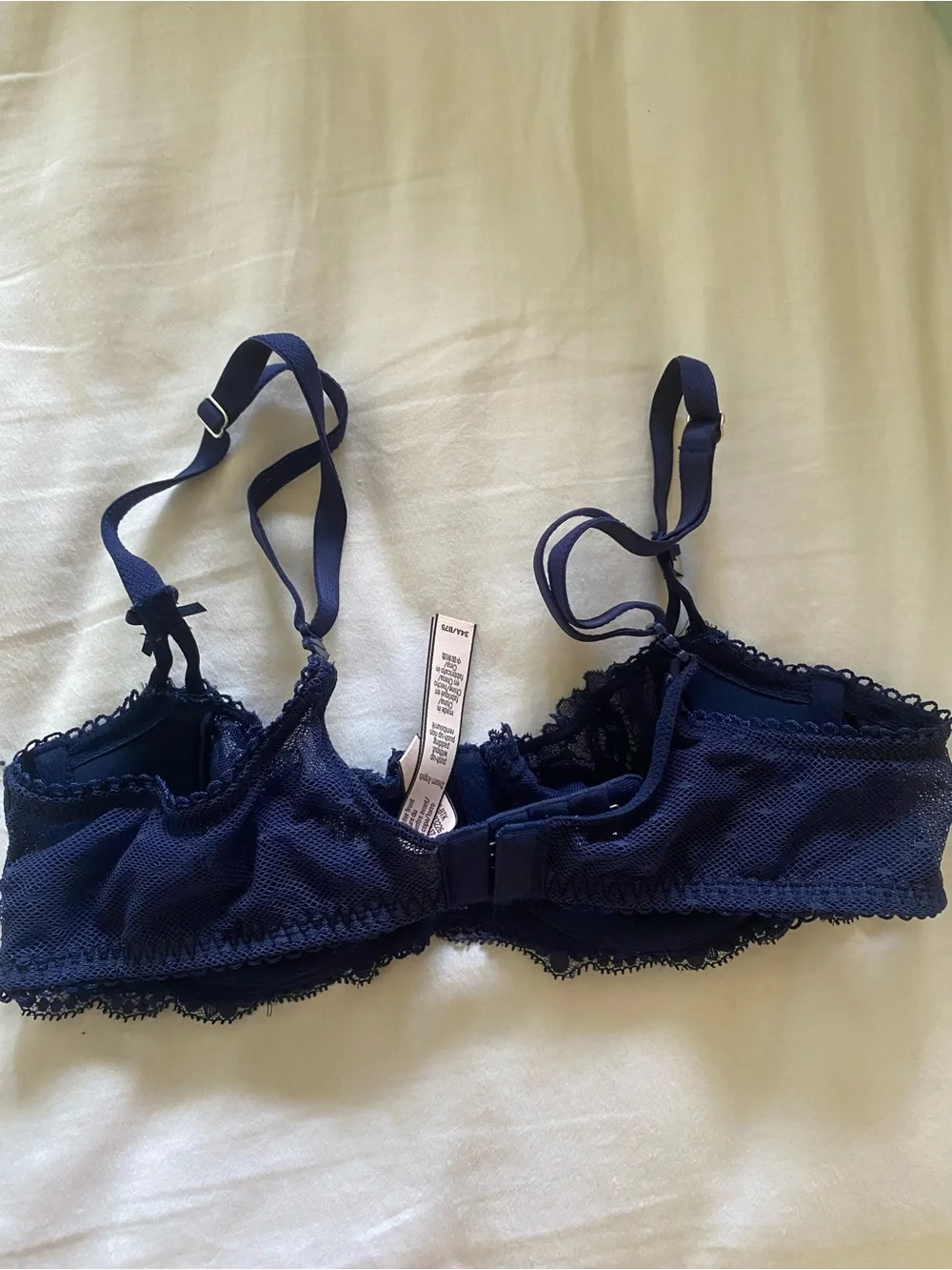 Victoria's Secret Navy Lace Underwire Bra with Sheer Lace Cups